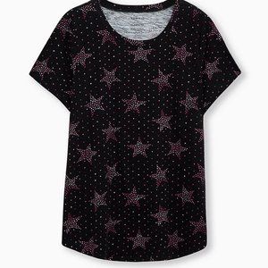 Classic Black Tee with Purple & Pink Stars